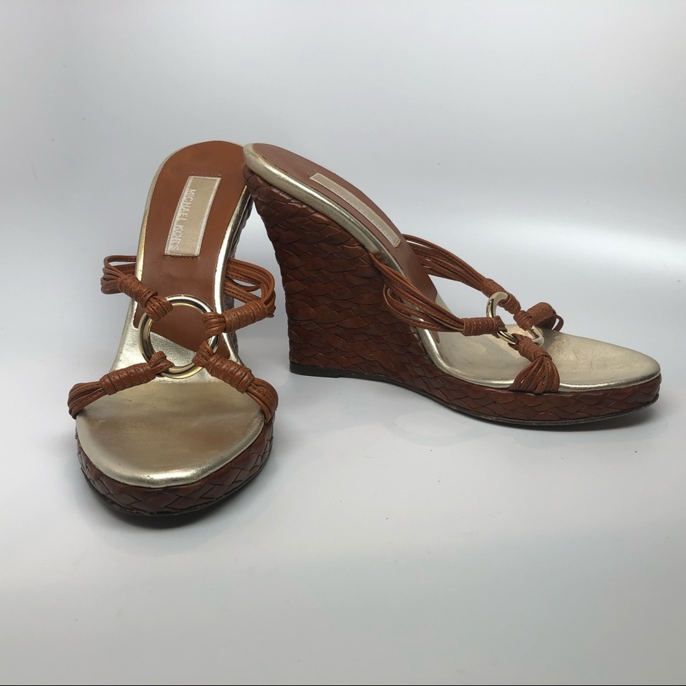 MICHAEL KORS Brown Wedge Sandals 6